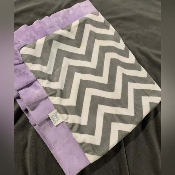 Swankie Blankie Gray Chevron with Purple Trim Blanket - Picture 2 of 5